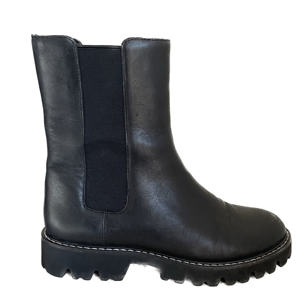 JCREW Lug Sole Chelsea Boots in Black Leather